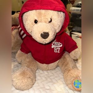 Aeropostale Teddy Bear Plush 12" with Red Zip up Hoodie